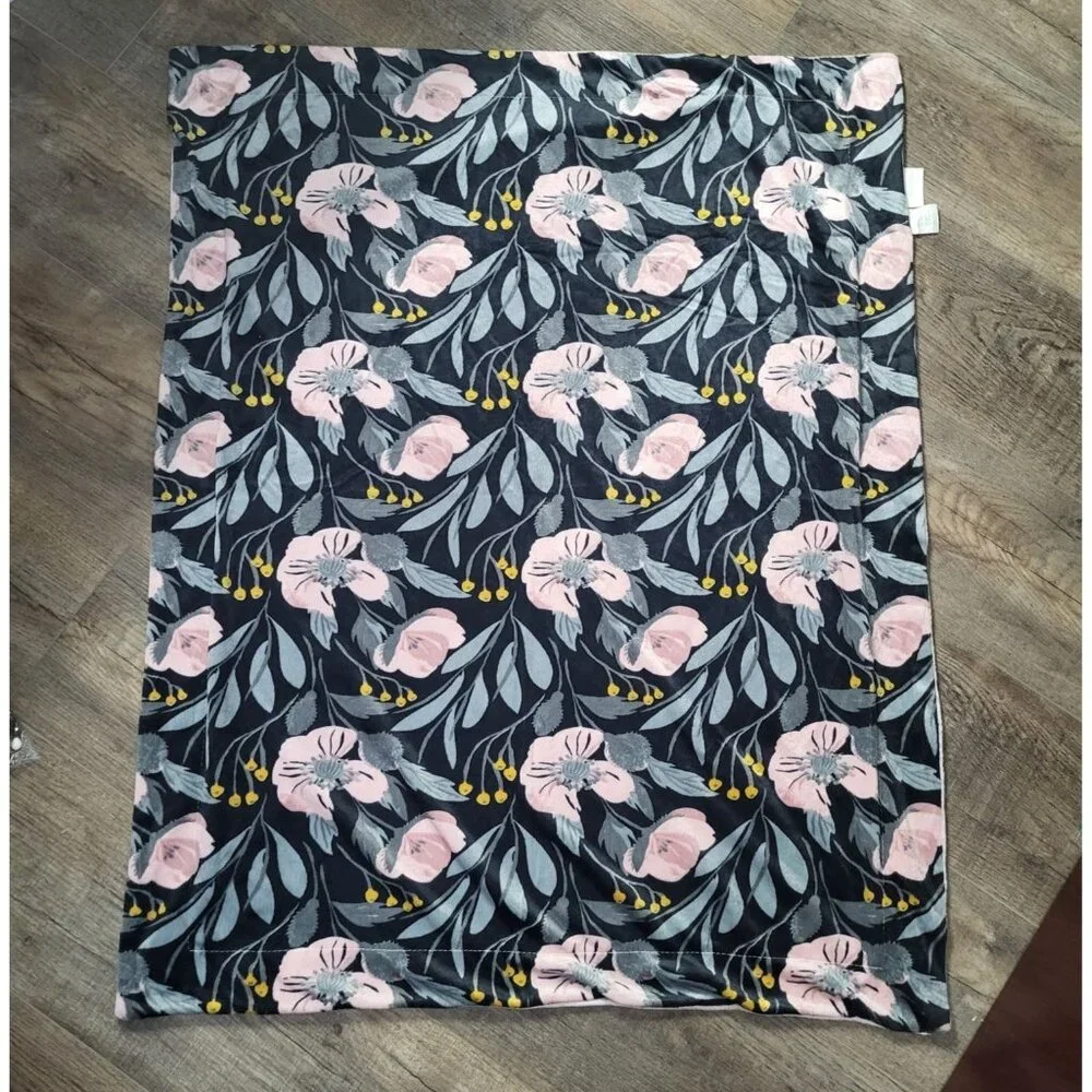 Lila & Jack Baby Blanket Floral Reversible Striped Minky Lovey Security Nursery - Picture 5 of 9